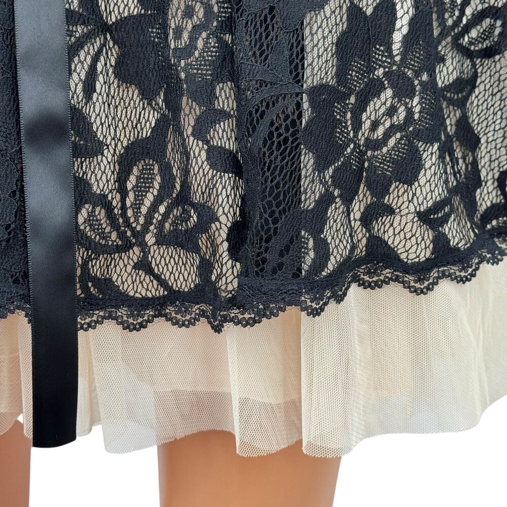 B. Darlin Womens Black Floral Lace Dress with Tulle Sz 7/8 Homecoming Party Prom - Picture 11 of 13
